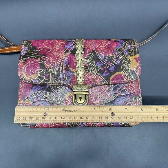 Patricia Nash Floral Leather Crossbody Shoulder Bag Purse Removable Strap Clutch - Picture 10 of 11